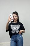İki İplik Baskılı Tişört Siyah - 50394.336.