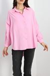 Çizgili Oversize Gömlek Pembe - 70145.1996.