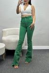 Beli Lastikli İspanyol Paça Kot Pantolon Yeşil - 30753.1966.