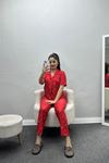 Milan Kumaş Düğmeli Pijama Takımı Kırmızı - 50415.1951.