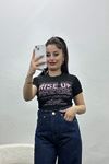 Bürümcük Kumaş Bisiklet Yaka Body Siyah - 70193.1856.