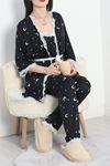 Milan Kumaş 3'Lü Pijama Set Siyahay - 50147.1857.