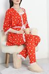 Milan Kumaş 3'Lü Pijama Set Kırmızıkalp - 50147.1857.