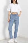 Tasarım Kumaş Lastikli Kot Pantolon Mavi1 - 40742.1431.