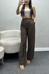 Palazzo Soft Touch Kumaş Lastikli Pantolon Kahve - 70568.1837.