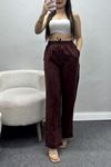Palazzo Soft Touch Kumaş Lastikli Pantolon Mürdüm - 70568.1837.