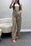 Palazzo Soft Touch Kumaş Lastikli Pantolon Vizon - 70568.1837.