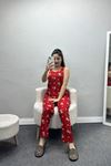 Zincir Kumaş Sıfır Kol Pijama Takımı Kırmızı - 70568.1889.