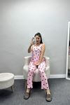 Zincir Kumaş Sıfır Kol Pijama Takımı Pembe - 70568.1889.