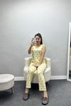 Zincir Kumaş Sıfır Kol Pijama Takımı Sarı - 70568.1889.
