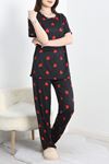 Alt Üst Aynı Milan Pijama Takımı Siyahkırmızı - 70594.1929.