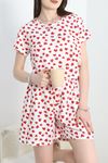 Alt Üst Aynı Şortlu Pijama Takımı Beyazkırmızı - 40751.1857.