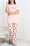 Büyük Beden Poliviskon Pijama Takımı Pudrasiyah - 40925.1961.