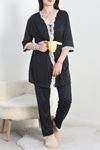 Milan Kumaş 3'Lü Pijama Set Siyahpuantiye - 50147.1857.