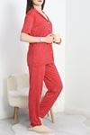 Milan Kumaş Düğmeli Pijama Takımı Kırmızı - 70455.1048.