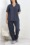 Büyük Beden Düğmeli Süprem Pijama Takımı Lacipuanlı - 50350.919.