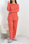 Önü Düğmeli Kompak Kumaş Pijama Takımı Narçiçeği - 40970.1931.