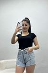 Kısa Kol Arkası Çapraz U Yaka Body Siyah - 21218.200.