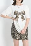 Lüx Penye Baskılı Oversize Tişört Beyaz - 30525.1878.