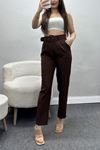 Kemerli Kumaş Pantolon Açıkkahve - 20369.1397.