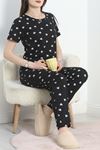 Kısa Kollu Süprem Pijama Takımı Siyahbeyaz - 40458.1048.