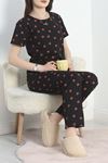 Kısa Kollu Süprem Pijama Takımı Siyahpembe - 40458.1048.