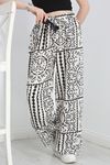 Desenli Keten Pantolon Siyahbeyaz - 40991.701.