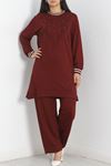 Likralı Kristal Battal Takım Bordo - 41117.2012.