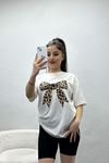 Lüx Penye Baskılı Oversize Tişört Beyaz - 30525.1878.