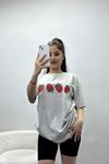 Lüx Penye Baskılı Oversize Tişört Dumangri - 30527.1878.
