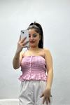 Askılı Düğmeli Bluz Pembe - 60008.148.