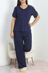 Bamboo Büyük Beden Pijama Takımı Lacivert - 50454.1952.