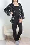 Milan Kumaş 3'Lü Set Pijama Takımı Siyahkalp - 70103.1857.
