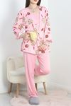 Milan Kumaş 3'Lü Set Pijama Takımı Pembedesenli - 70103.1857.