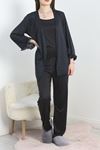 Milan Kumaş 3'Lü Set Pijama Takımı Siyahbeyaz - 70103.1857.
