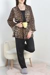 Milan Kumaş 3'Lü Set Pijama Takımı Siyahleopar - 70103.1857.