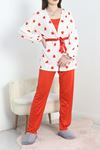 Milan Kumaş 3'Lü Set Pijama Takımı Kırmızıbeyaz - 70103.1857.