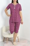 Viskon Büyük Beden Şortlu Pijama Takımı Mor - 50428.1048.