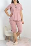 Viskon Büyük Beden Şortlu Pijama Takımı Pembesiyah - 50428.1048.
