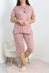 Viskon Büyük Beden Şortlu Pijama Takımı Pembegri - 50428.1048.