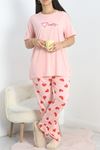 Büyük Beden Poliviskon Pijama Takımı Pudrakırmızı - 40925.1961.