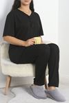 Viskon Büyük Beden Pijama Takımı Siyah - 50435.1952.