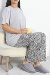 Büyük Beden Poliviskon Pijama Takımı Gri - 40925.1961.