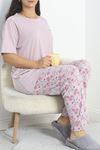 Büyük Beden Poliviskon Pijama Takımı Lila - 40925.1961.