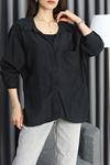 Düşük Omuzlu Oversize Gömlek Siyah - 4612.1995.
