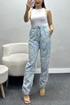 Beli Lastikli Nakışlı Pantolon Buzmavi - 40761.1431.
