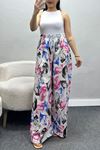 Desenli Keten Pantolon Fuşyasaks - 40991.701.