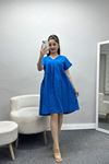 Keten Kumaş Elbise Mavi2 - 40980.701.