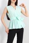 Bağlamalı V Yaka Bluz Mint - 70292.1794.