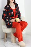 Milan Kumaş 3'Lü Set Pijama Takımı Kırmızılaci - 70103.1857.